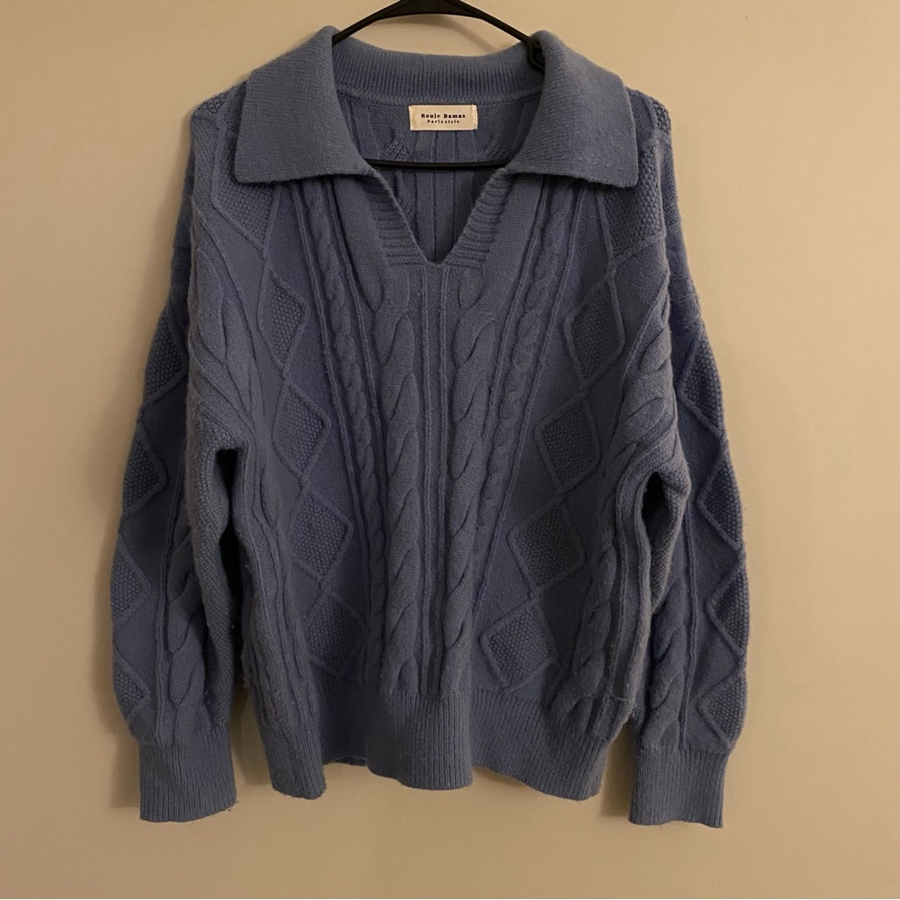 Rouje Women's V-Neck Sweater in Blue
